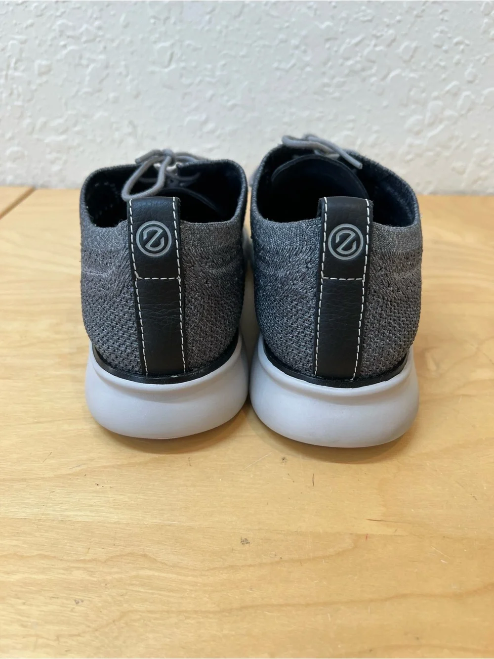 Cole Haan Gray Knit Lace-Up Oxfords with White Sole